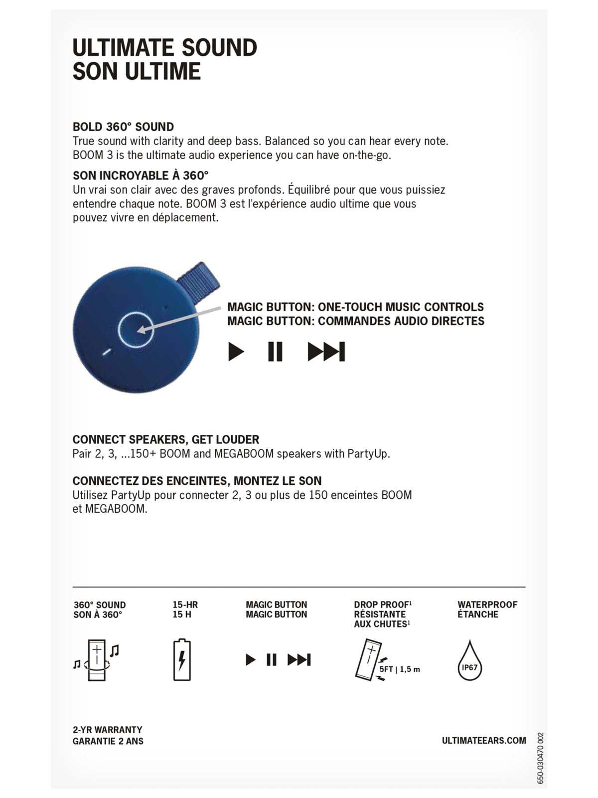 Bocina Ultimate Ears Boom 3 Bluetooth Resistente al Agua Caja Abierta -  Coimprit